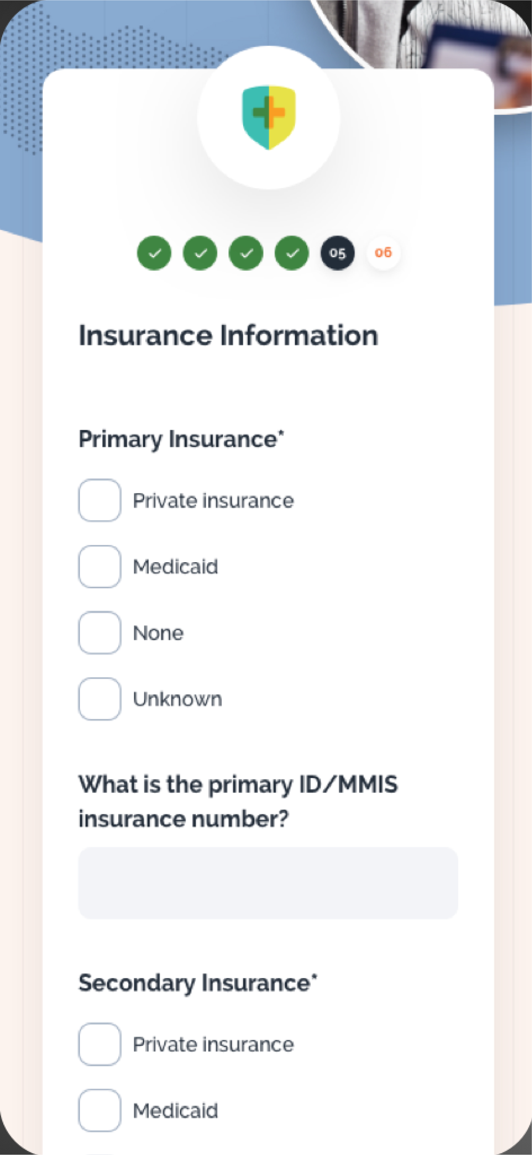 Insurance information form mobile
