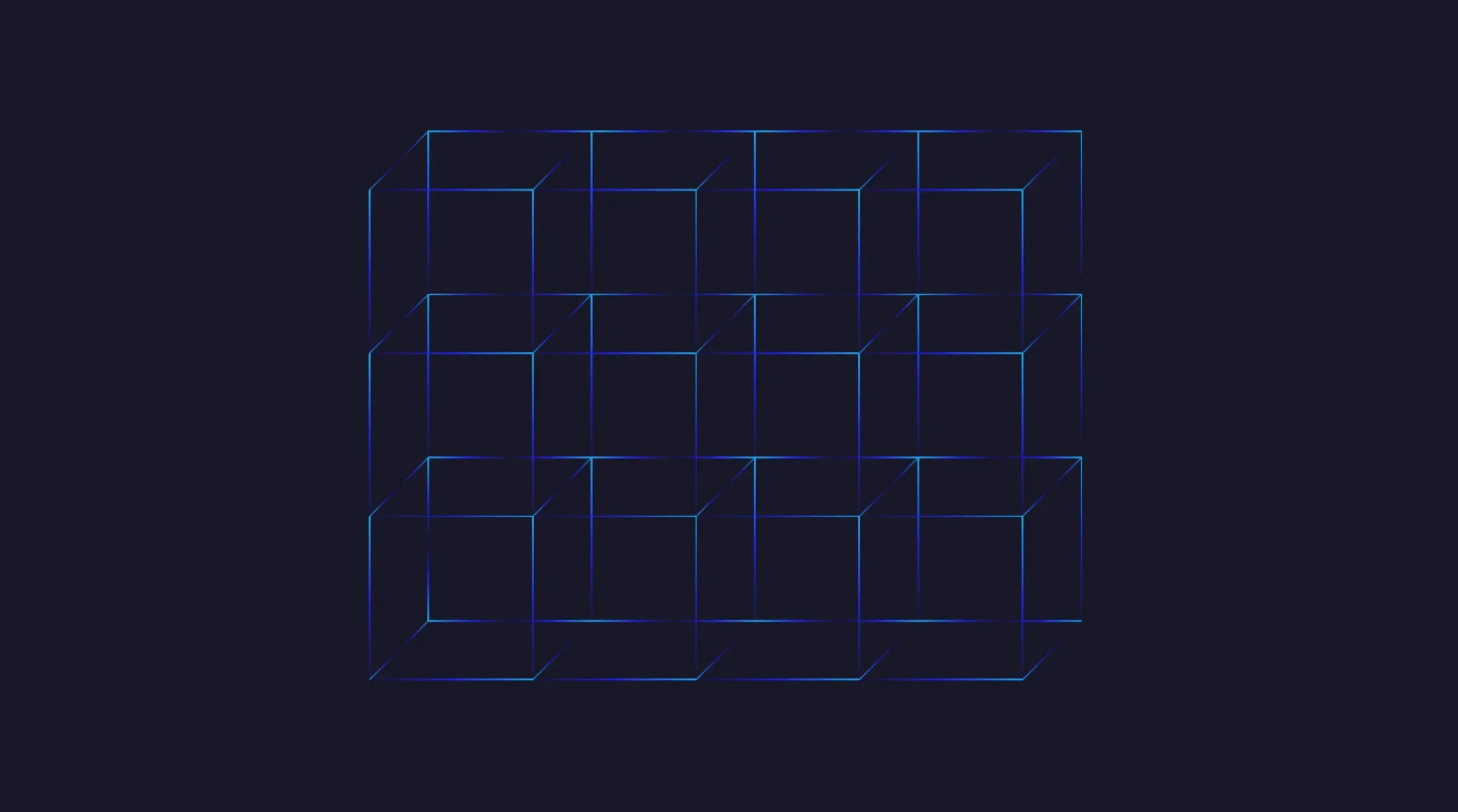 pattern of black cubes outlined in an iridescent blue
