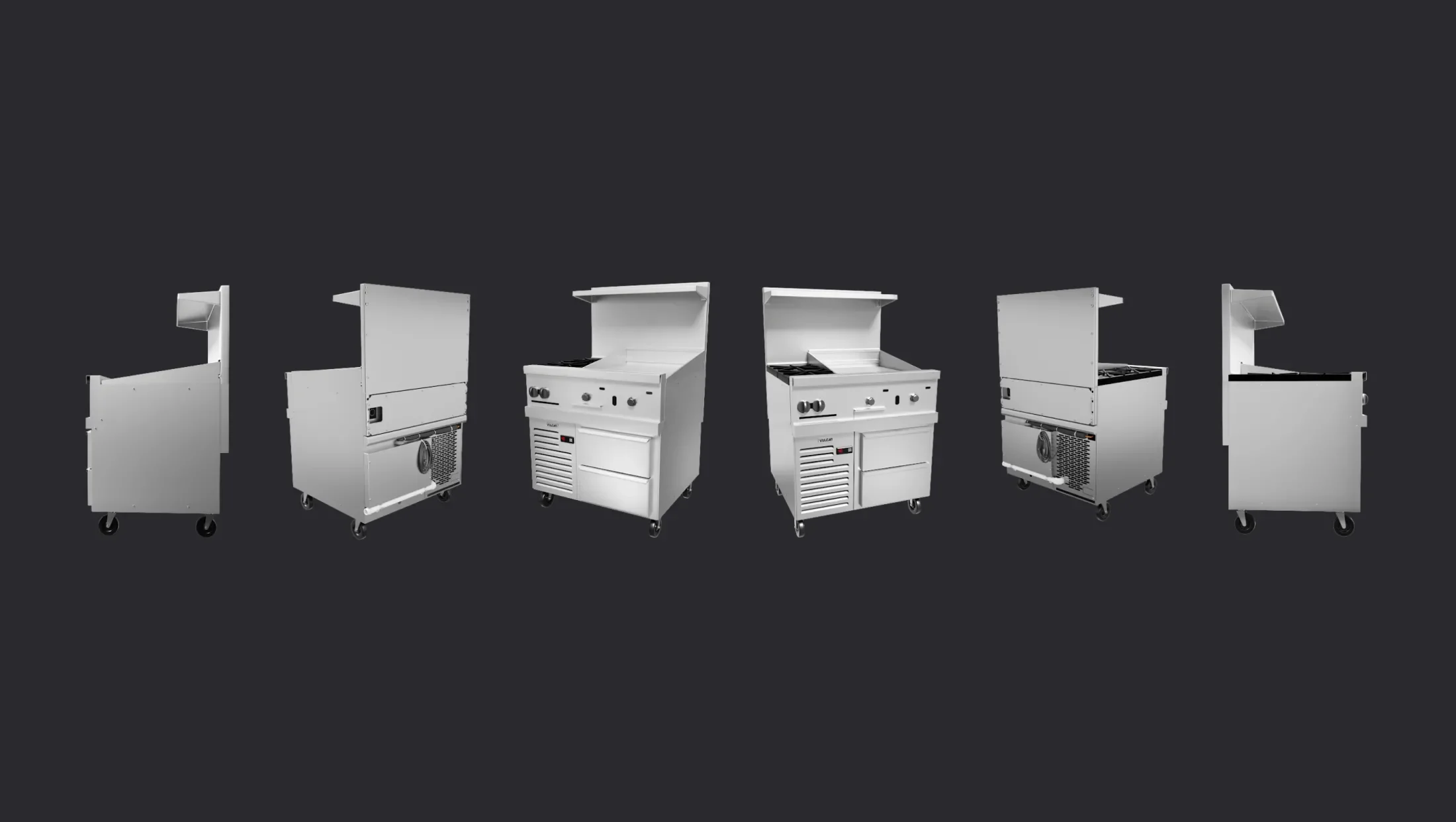3D render of a Vulcan oven from six angles